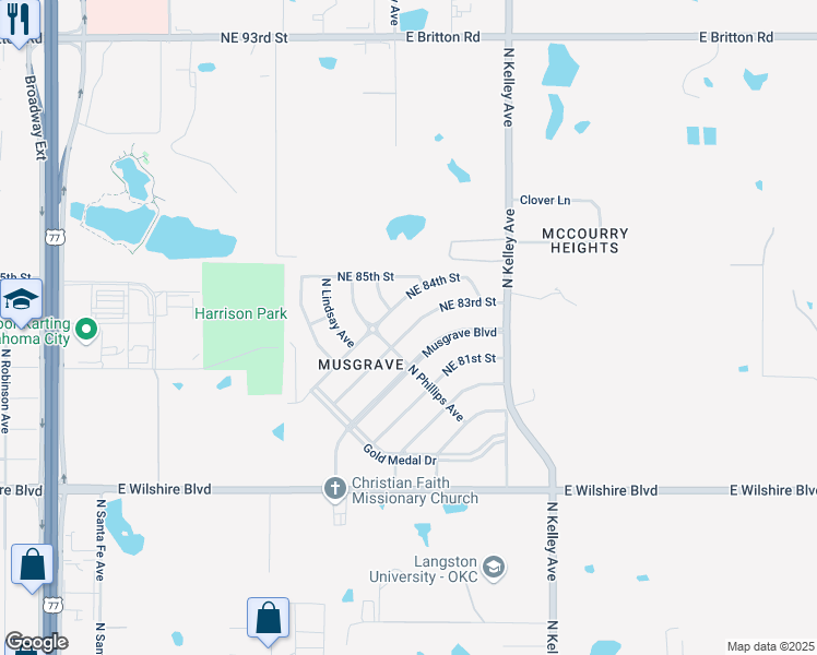 map of restaurants, bars, coffee shops, grocery stores, and more near 817 Northeast 83rd Street in Oklahoma City