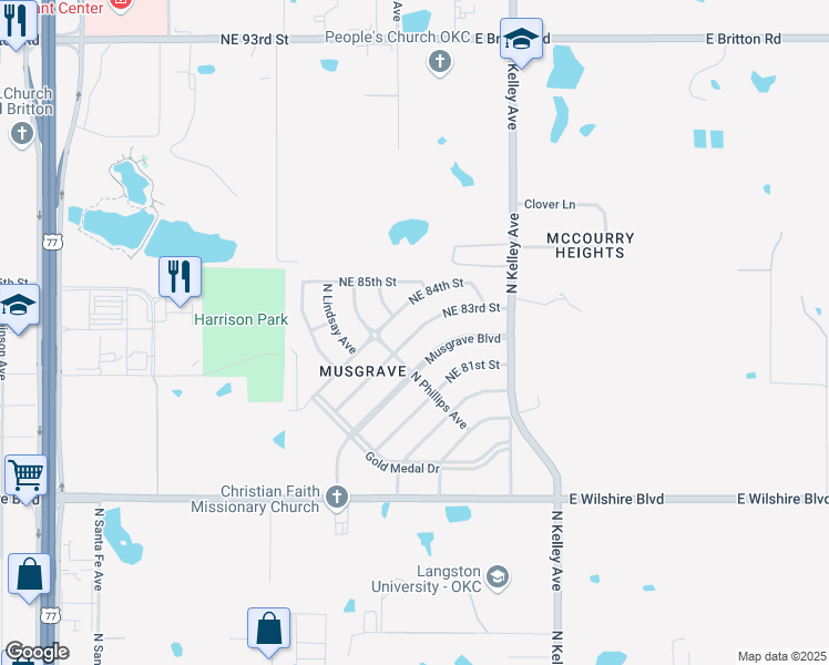 map of restaurants, bars, coffee shops, grocery stores, and more near 817 Northeast 83rd Street in Oklahoma City