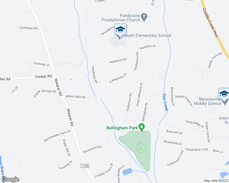 map of restaurants, bars, coffee shops, grocery stores, and more near 776 White Oaks Road in Mooresville