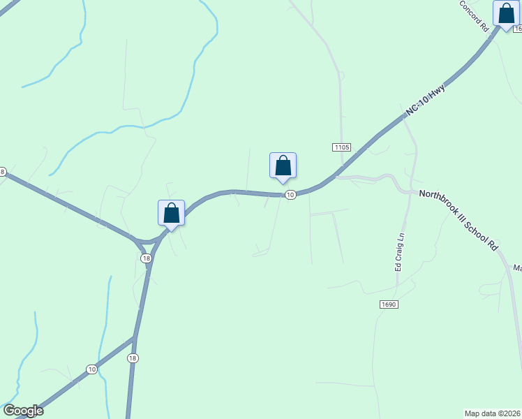 map of restaurants, bars, coffee shops, grocery stores, and more near 9219 North Carolina 10 Highway in Vale