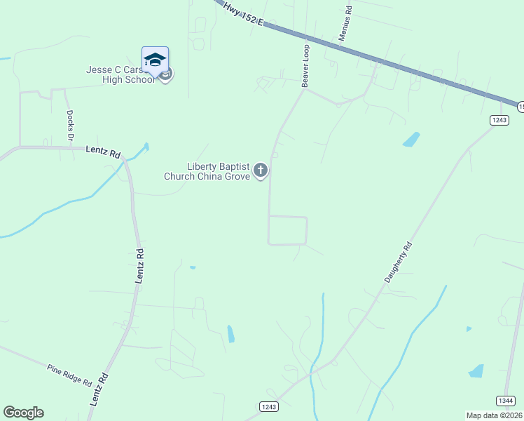 map of restaurants, bars, coffee shops, grocery stores, and more near 1515 Brookwood Drive in China Grove