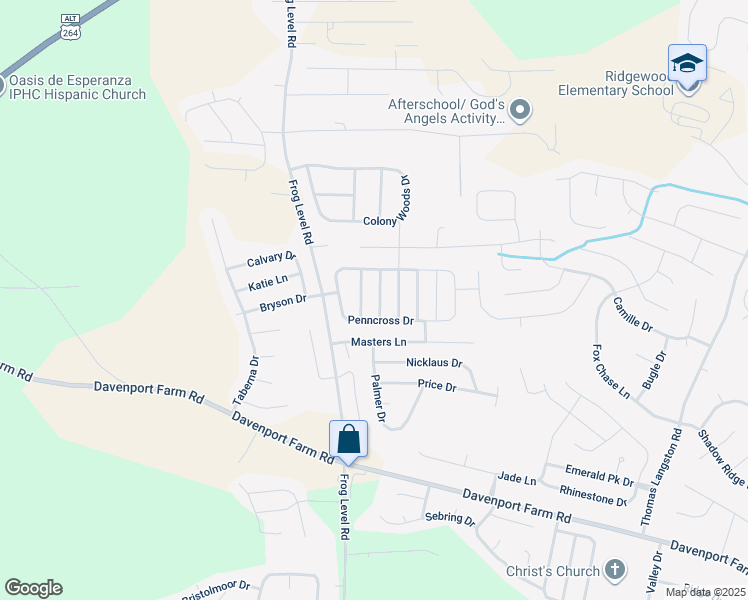 map of restaurants, bars, coffee shops, grocery stores, and more near 3620 Fescue Drive in Greenville