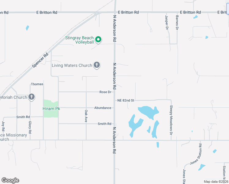 map of restaurants, bars, coffee shops, grocery stores, and more near 8401 North Anderson Road in Jones