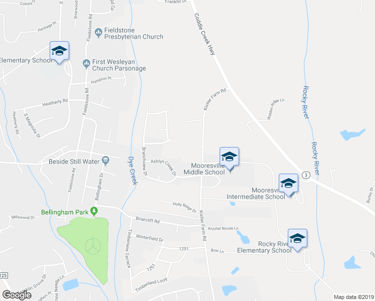 map of restaurants, bars, coffee shops, grocery stores, and more near 182 Kistler Farm Road in Mooresville