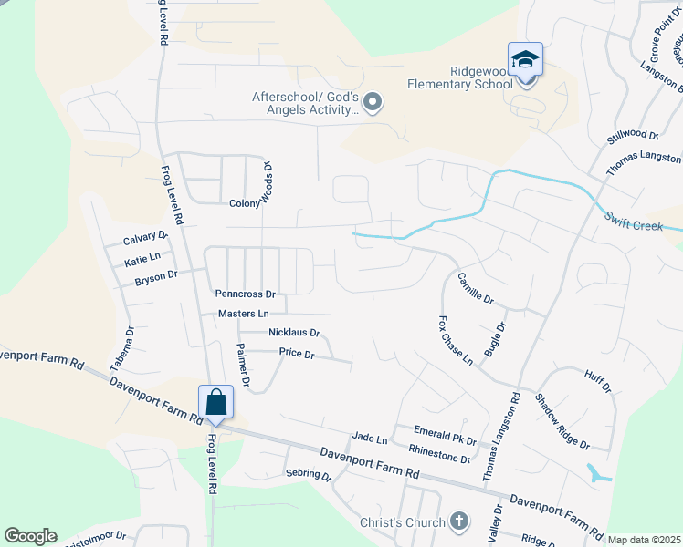 map of restaurants, bars, coffee shops, grocery stores, and more near 2136 Cherrytree Lane in Winterville