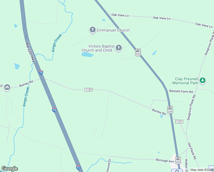 map of restaurants, bars, coffee shops, grocery stores, and more near 485 Burney Road in Asheboro