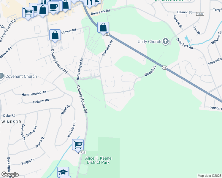 map of restaurants, bars, coffee shops, grocery stores, and more near 2316 Chavis Drive in Greenville