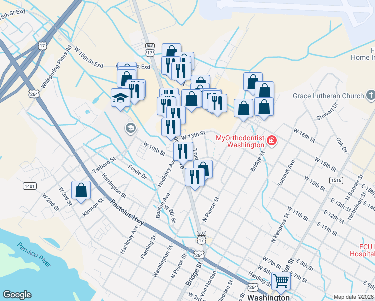 map of restaurants, bars, coffee shops, grocery stores, and more near 1201 Carolina Avenue in Washington