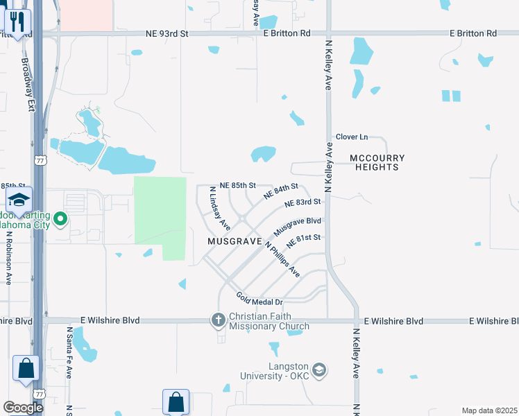 map of restaurants, bars, coffee shops, grocery stores, and more near 816 Northeast 84th Street in Oklahoma City