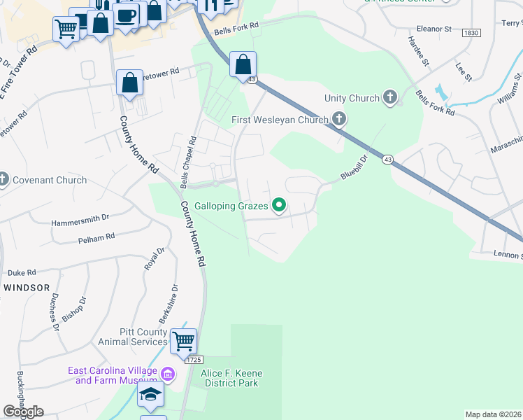 map of restaurants, bars, coffee shops, grocery stores, and more near 2336a Chavis Drive in Greenville