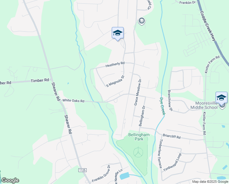 map of restaurants, bars, coffee shops, grocery stores, and more near 776 White Oaks Road in Mooresville