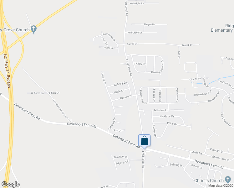 map of restaurants, bars, coffee shops, grocery stores, and more near 1125 Katie Lane in Greenville