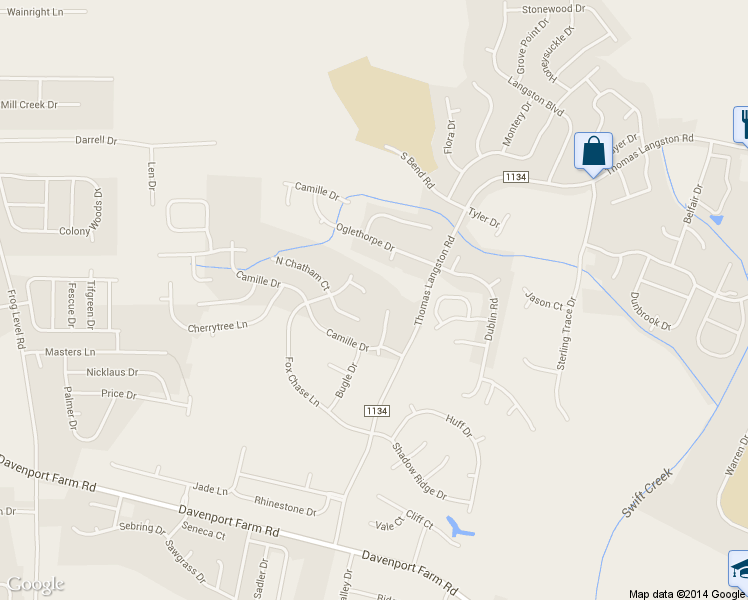 map of restaurants, bars, coffee shops, grocery stores, and more near 2601 Chardon Court in Winterville