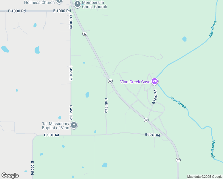 map of restaurants, bars, coffee shops, grocery stores, and more near 1525 Oklahoma 82 in Vian