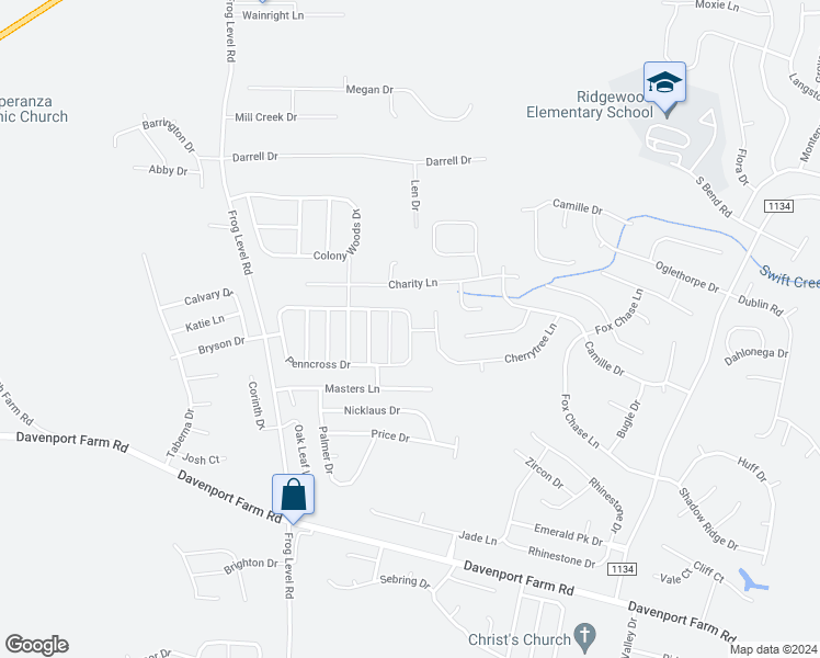 map of restaurants, bars, coffee shops, grocery stores, and more near 1532 Penncross Drive in Greenville