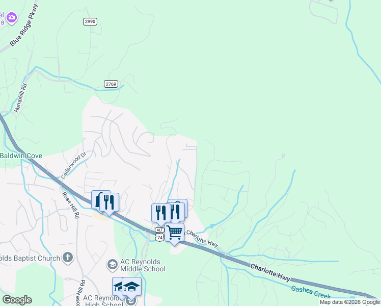 map of restaurants, bars, coffee shops, grocery stores, and more near 1002 Olde Eastwood Village Boulevard in Asheville