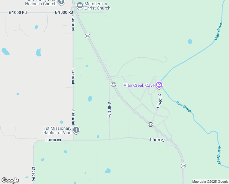 map of restaurants, bars, coffee shops, grocery stores, and more near 1525 State Highway 82 in Vian