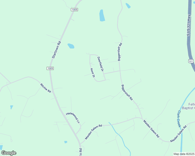 map of restaurants, bars, coffee shops, grocery stores, and more near 4179 Deerfield Drive in Maiden