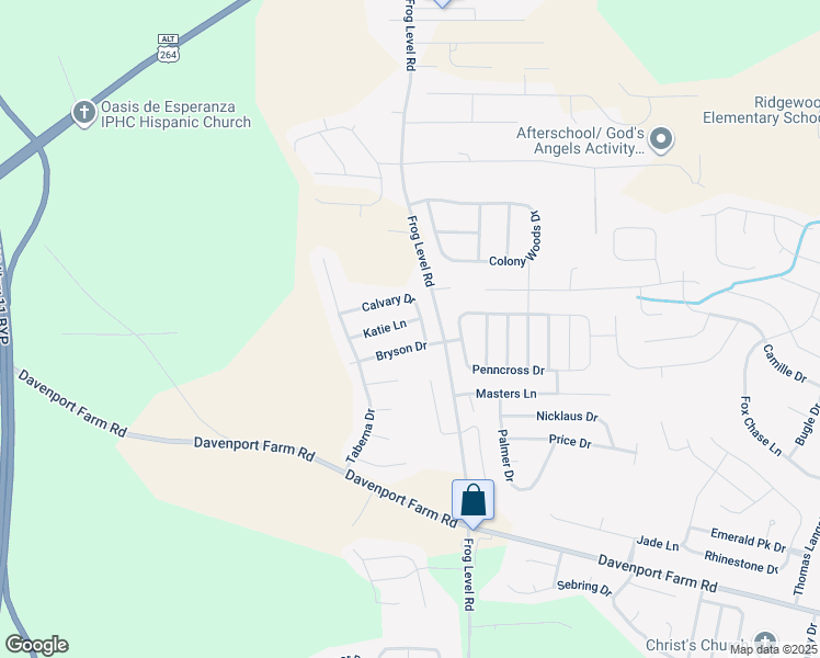 map of restaurants, bars, coffee shops, grocery stores, and more near 1105 Katie Lane in Greenville