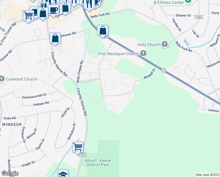 map of restaurants, bars, coffee shops, grocery stores, and more near 2336a Chavis Drive in Greenville