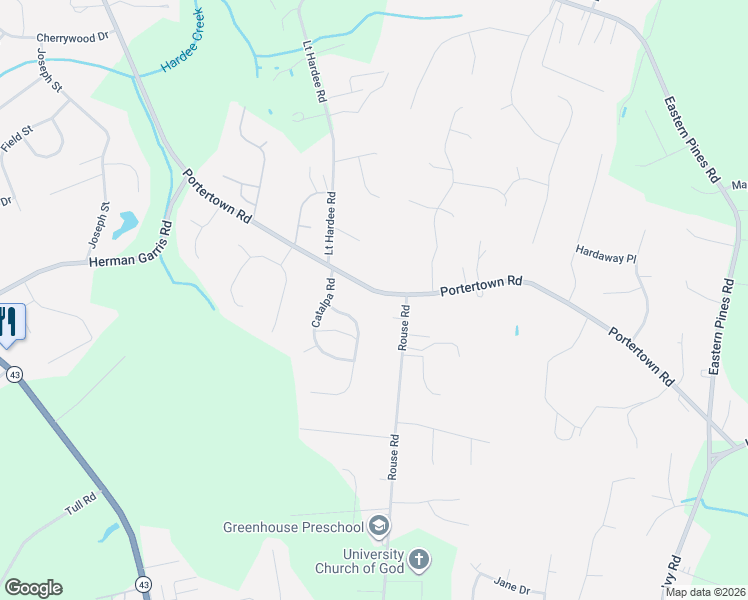 map of restaurants, bars, coffee shops, grocery stores, and more near 2994 Portertown Road in Greenville