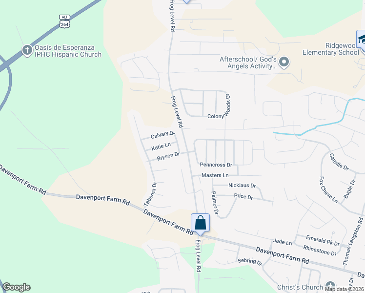 map of restaurants, bars, coffee shops, grocery stores, and more near 1101 Katie Lane in Greenville