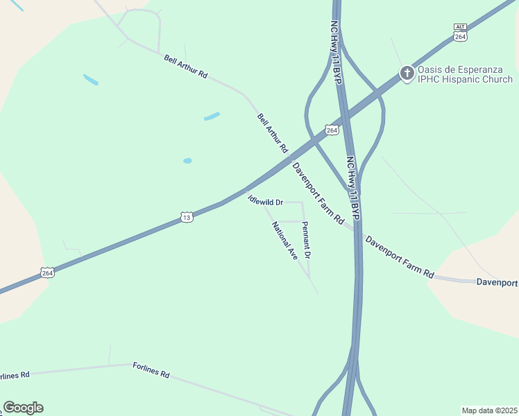 map of restaurants, bars, coffee shops, grocery stores, and more near 2404 National Avenue in Greenville