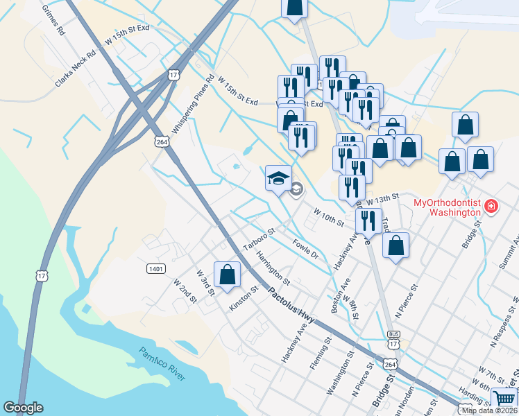 map of restaurants, bars, coffee shops, grocery stores, and more near 634 Plymouth Street in Washington