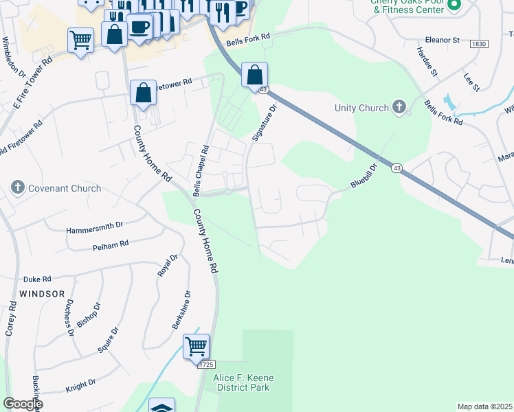 map of restaurants, bars, coffee shops, grocery stores, and more near 2224 Chavis Drive in Greenville