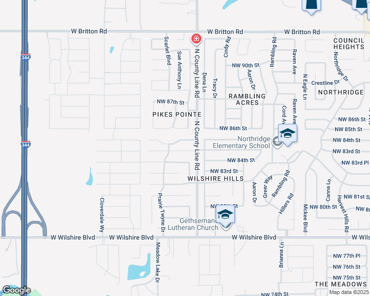 map of restaurants, bars, coffee shops, grocery stores, and more near 9013 Northwest 84th Street in Yukon