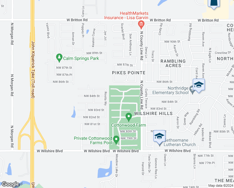 map of restaurants, bars, coffee shops, grocery stores, and more near 9113 Northwest 84th Street in Yukon