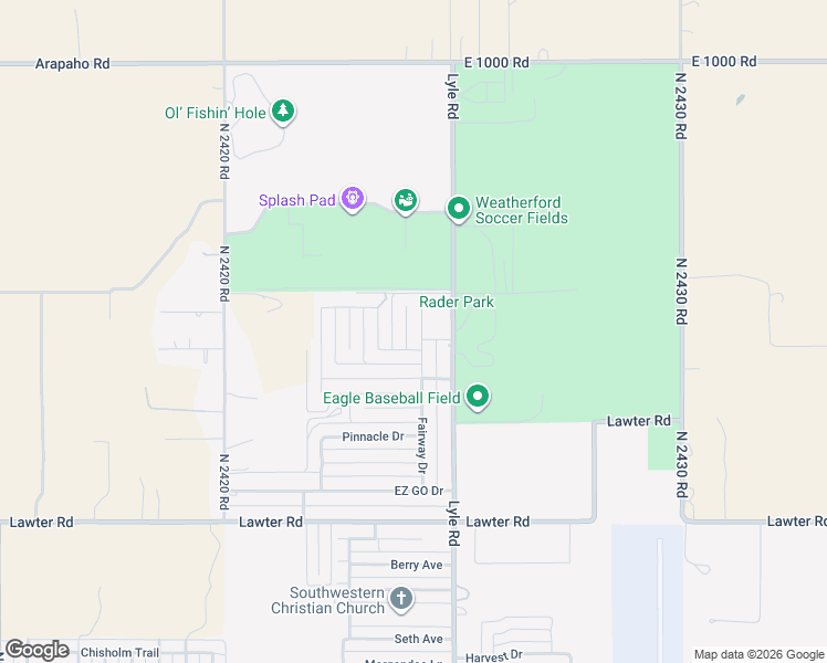 map of restaurants, bars, coffee shops, grocery stores, and more near 3508 Callaway Drive in Weatherford