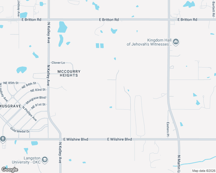 map of restaurants, bars, coffee shops, grocery stores, and more near 1416 Northeast 85th Street in Oklahoma City
