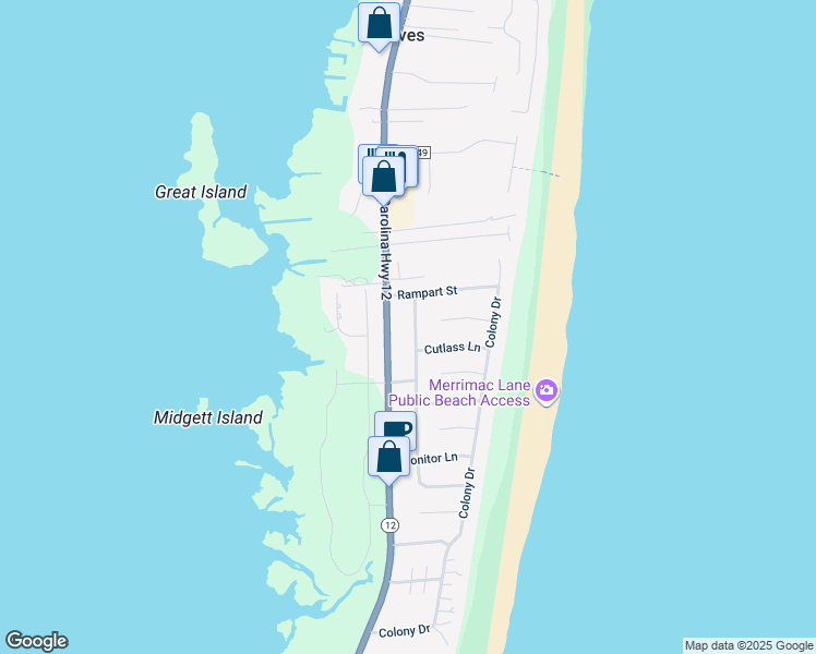 map of restaurants, bars, coffee shops, grocery stores, and more near 26076 Galleon Drive in Salvo