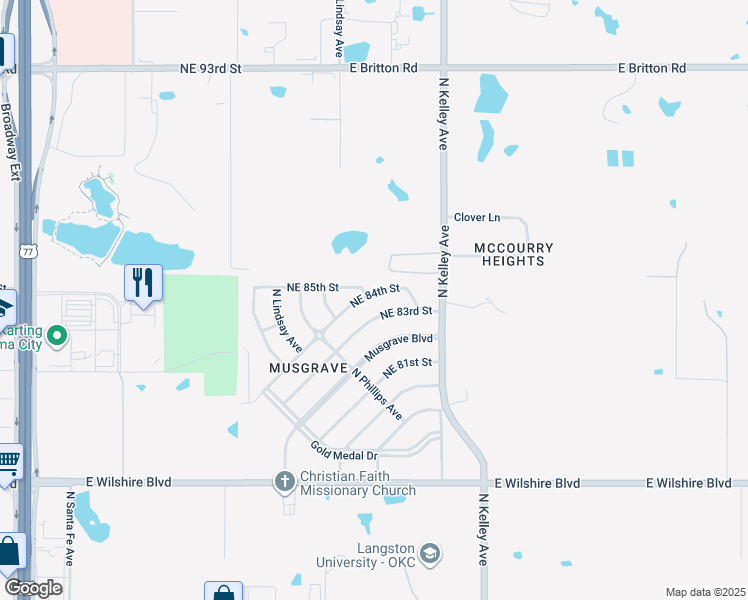 map of restaurants, bars, coffee shops, grocery stores, and more near 908 Northeast 84th Street in Oklahoma City
