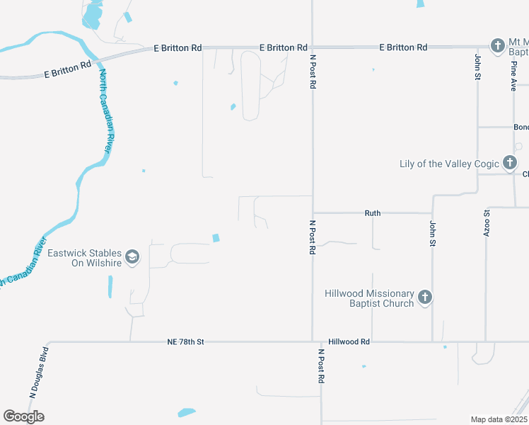 map of restaurants, bars, coffee shops, grocery stores, and more near 9800 Tooley Road in Jones