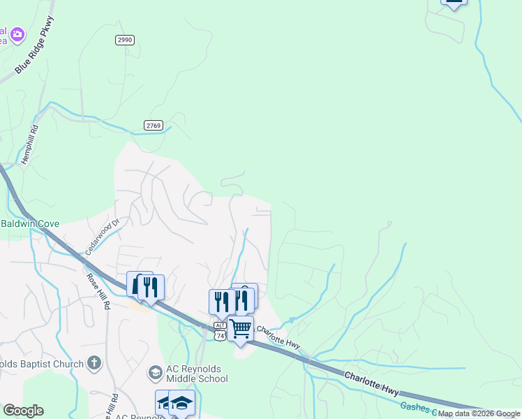 map of restaurants, bars, coffee shops, grocery stores, and more near 1002 Olde Eastwood Village Boulevard in Asheville