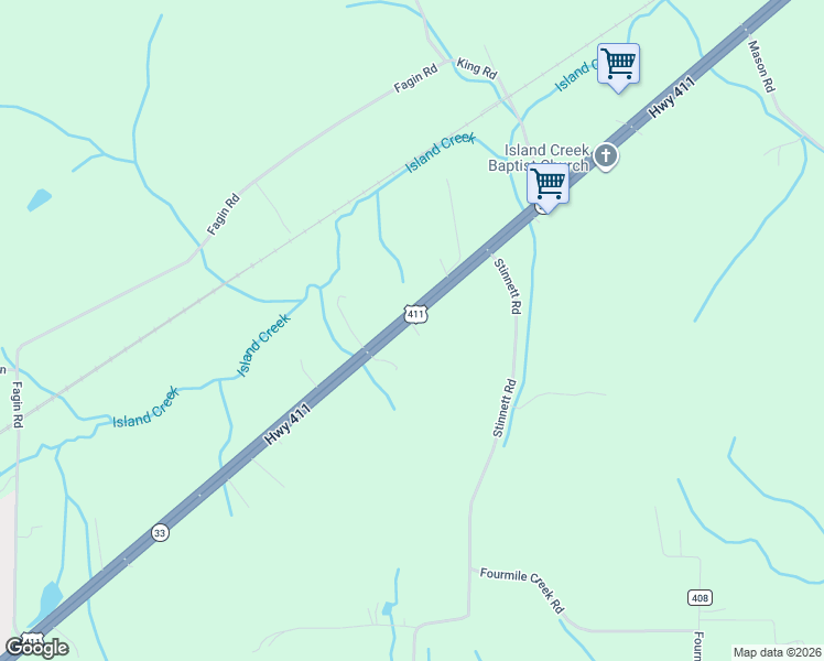 map of restaurants, bars, coffee shops, grocery stores, and more near 2745 U.S. 411 in Madisonville