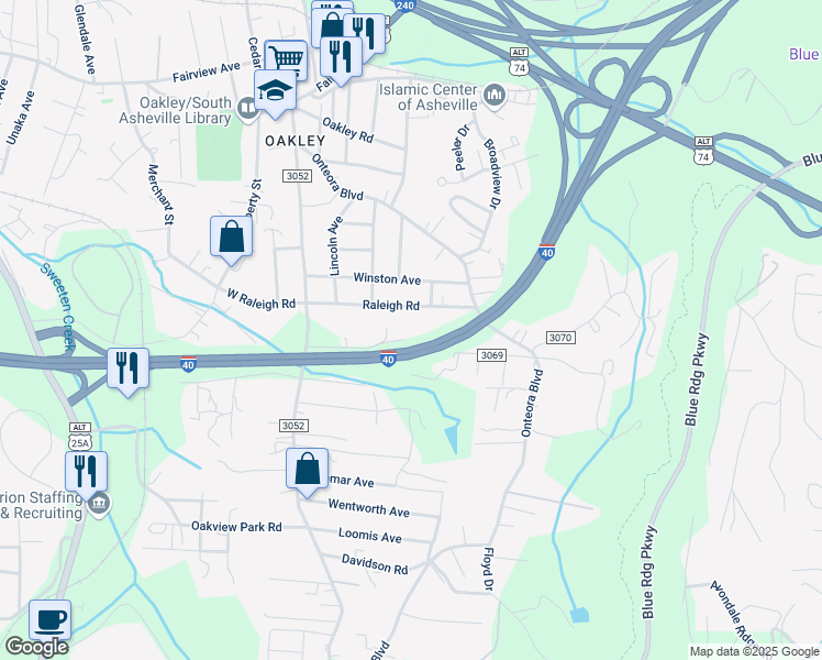 map of restaurants, bars, coffee shops, grocery stores, and more near 177 Porter Road in Asheville