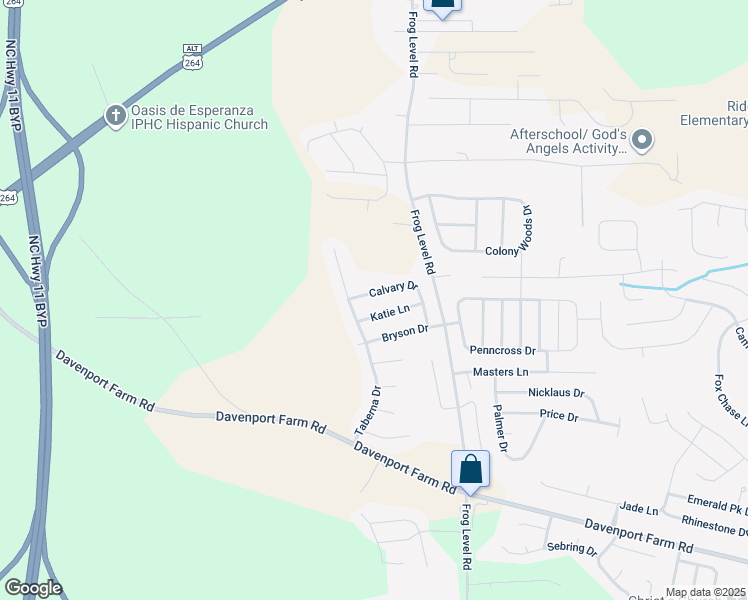 map of restaurants, bars, coffee shops, grocery stores, and more near 3644 Calvary Drive in Greenville