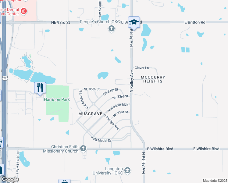 map of restaurants, bars, coffee shops, grocery stores, and more near 920 Northeast 84th Street in Oklahoma City