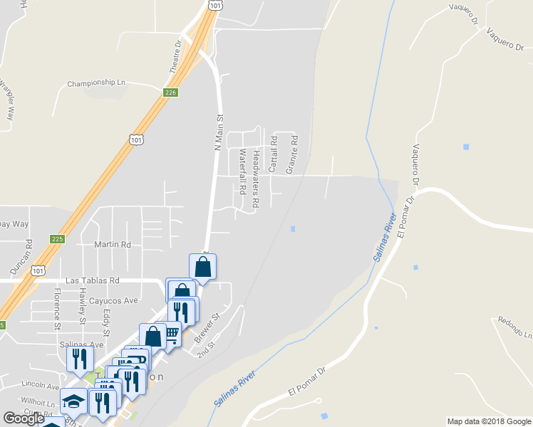 map of restaurants, bars, coffee shops, grocery stores, and more near 114 Cattail Road in Templeton
