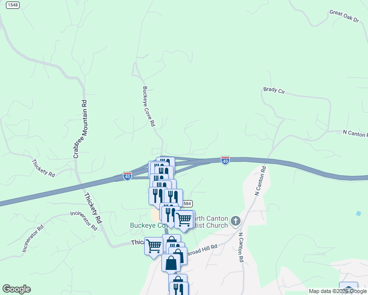 map of restaurants, bars, coffee shops, grocery stores, and more near 171 Willis Road in Canton