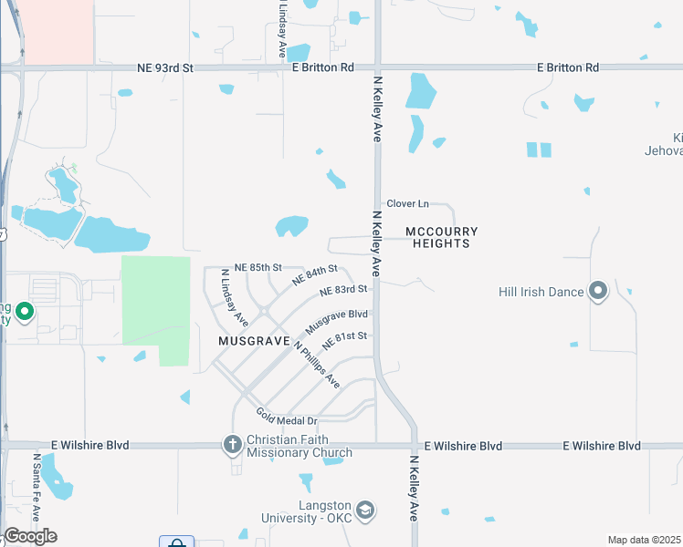 map of restaurants, bars, coffee shops, grocery stores, and more near 936 Northeast 84th Street in Oklahoma City