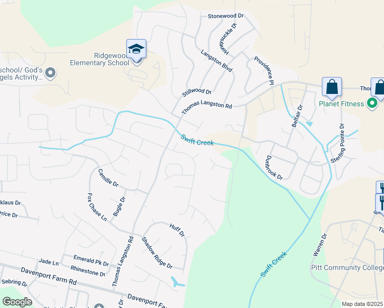 map of restaurants, bars, coffee shops, grocery stores, and more near 1912 Limerick Lane in Winterville