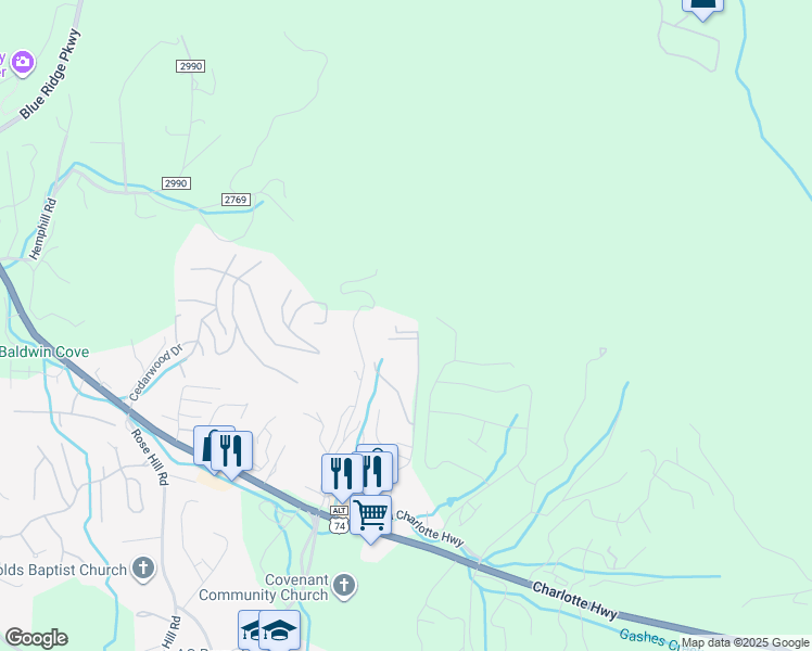 map of restaurants, bars, coffee shops, grocery stores, and more near 1002 Olde Eastwood Village Boulevard in Asheville