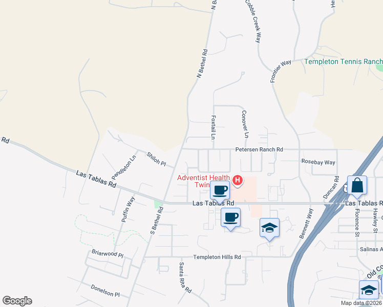 map of restaurants, bars, coffee shops, grocery stores, and more near in Templeton