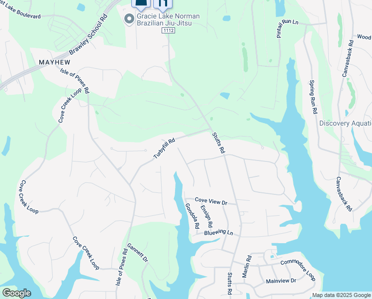 map of restaurants, bars, coffee shops, grocery stores, and more near 111 Oasis Lane in Mooresville
