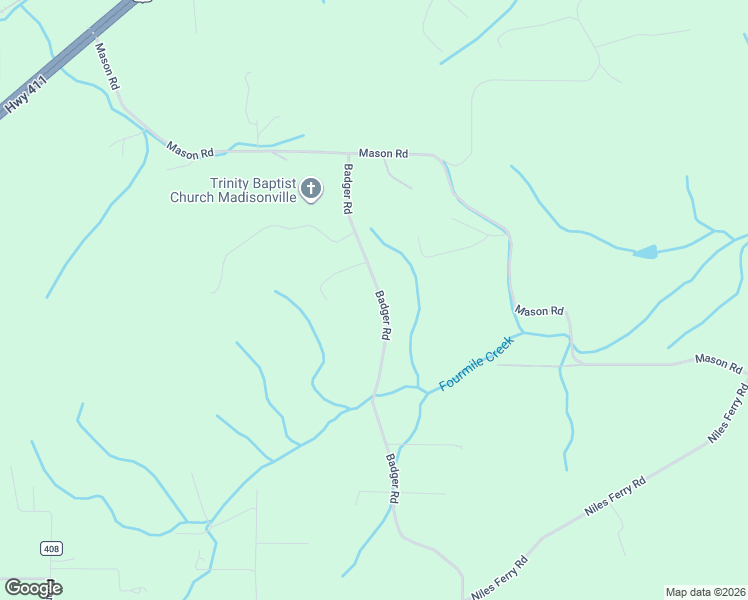 map of restaurants, bars, coffee shops, grocery stores, and more near 180 Badger Road in Madisonville