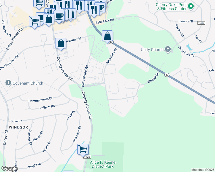 map of restaurants, bars, coffee shops, grocery stores, and more near 2224 Chavis Drive in Greenville